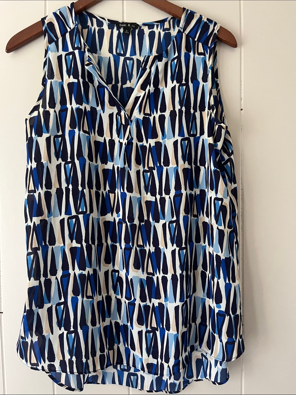 Sami & Jo Navy and Light Blue Abstract Print Women's Sleeveless Skirt